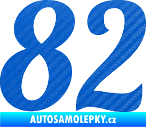 Samolepka Startovní číslo 82 typ 3   3D karbon modrý