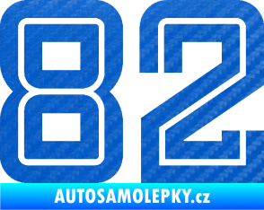 Samolepka Startovní číslo 82 typ 7 3D karbon modrý
