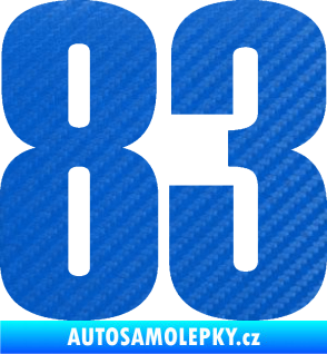 Samolepka Startovní číslo 83 typ 2   3D karbon modrý