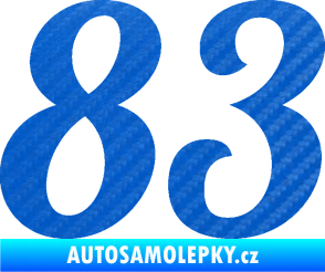 Samolepka Startovní číslo 83 typ 3   3D karbon modrý