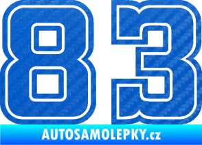 Samolepka Startovní číslo 83 typ 5 3D karbon modrý