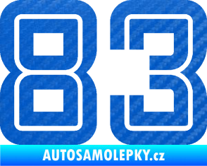 Samolepka Startovní číslo 83 typ 7 3D karbon modrý