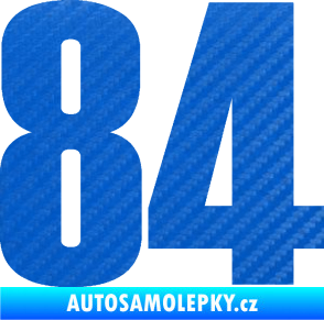Samolepka Startovní číslo 84 typ 2    3D karbon modrý