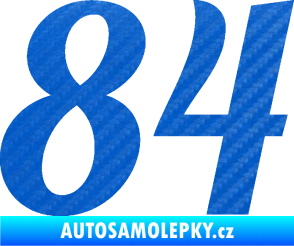 Samolepka Startovní číslo 84 typ 3  3D karbon modrý