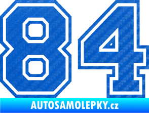 Samolepka Startovní číslo 84 typ 4 3D karbon modrý