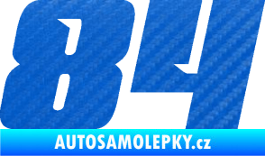 Samolepka Startovní číslo 84 typ 6 3D karbon modrý
