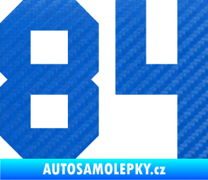 Samolepka Startovní číslo 84 3D karbon modrý