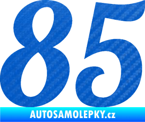 Samolepka Startovní číslo 85 typ 3   3D karbon modrý