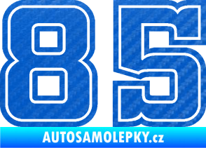 Samolepka Startovní číslo 85 typ 5 3D karbon modrý