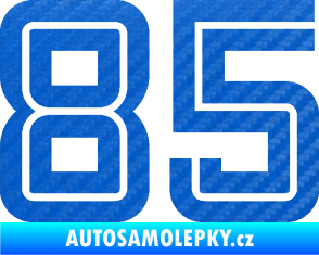 Samolepka Startovní číslo 85 typ 7 3D karbon modrý