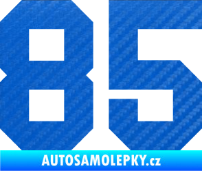 Samolepka Startovní číslo 85 3D karbon modrý