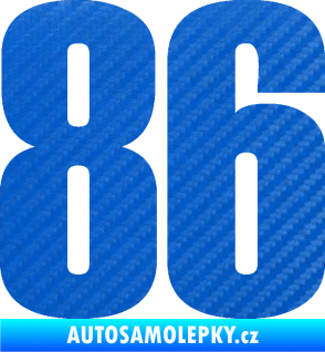 Samolepka Startovní číslo 86 typ 2      3D karbon modrý