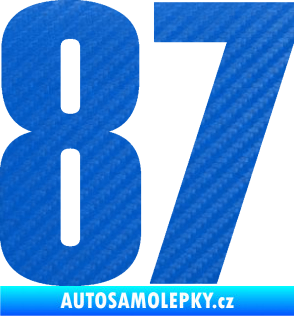 Samolepka Startovní číslo 87 typ 2       3D karbon modrý