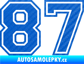 Samolepka Startovní číslo 87 typ 4 3D karbon modrý
