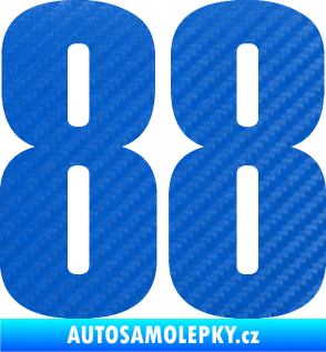 Samolepka Startovní číslo 88 typ 2        3D karbon modrý