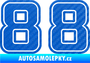 Samolepka Startovní číslo 88 typ 5 3D karbon modrý