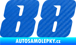Samolepka Startovní číslo 88 typ 6 3D karbon modrý