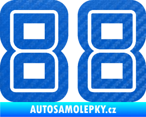 Samolepka Startovní číslo 88 typ 7 3D karbon modrý