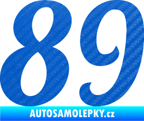 Samolepka Startovní číslo 89 typ 3  3D karbon modrý