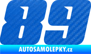Samolepka Startovní číslo 89 typ 6 3D karbon modrý