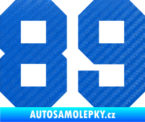 Samolepka Startovní číslo 89 3D karbon modrý