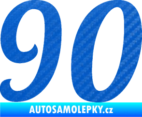 Samolepka Startovní číslo 90 typ 3   3D karbon modrý