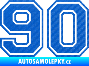 Samolepka Startovní číslo 90 typ 4 3D karbon modrý