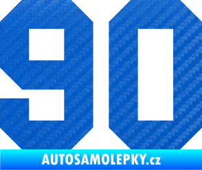 Samolepka Startovní číslo 90 3D karbon modrý