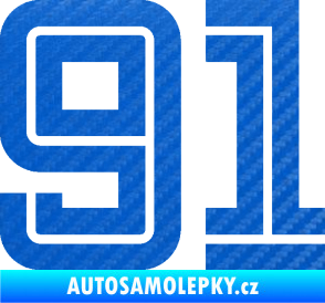 Samolepka Startovní číslo 91 typ 7 3D karbon modrý