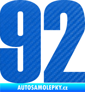 Samolepka Startovní číslo 92 typ 2  3D karbon modrý