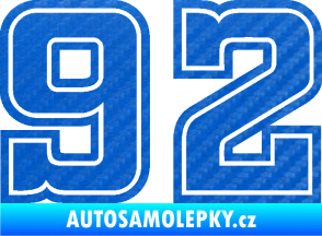 Samolepka Startovní číslo 92 typ 5 3D karbon modrý