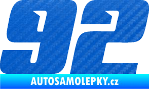 Samolepka Startovní číslo 92 typ 6 3D karbon modrý