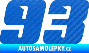 Samolepka Startovní číslo 93 typ 6 3D karbon modrý