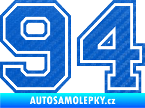 Samolepka Startovní číslo 94 typ 4 3D karbon modrý