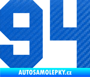 Samolepka Startovní číslo 94 3D karbon modrý