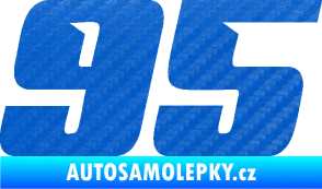 Samolepka Startovní číslo 95 typ 6 3D karbon modrý
