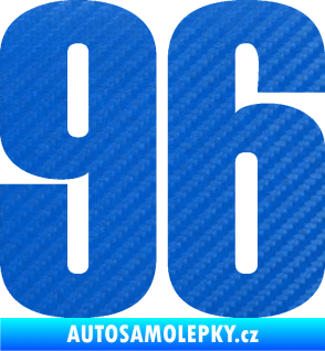 Samolepka Startovní číslo 96 typ 2     3D karbon modrý