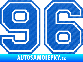 Samolepka Startovní číslo 96 typ 4 3D karbon modrý