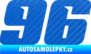 Samolepka Startovní číslo 96 typ 6 3D karbon modrý
