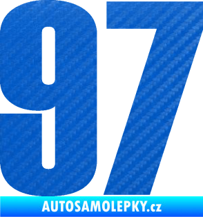 Samolepka Startovní číslo 97 typ 2 3D karbon modrý