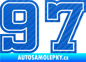 Samolepka Startovní číslo 97 typ 5 3D karbon modrý