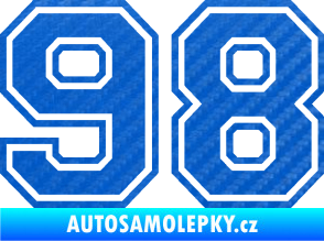 Samolepka Startovní číslo 98 typ 4 3D karbon modrý