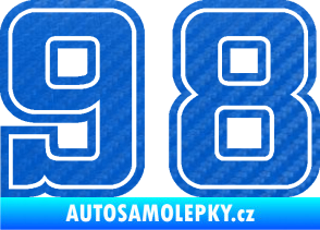 Samolepka Startovní číslo 98 typ 5 3D karbon modrý