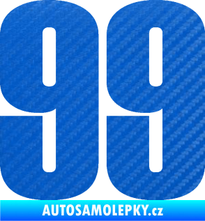 Samolepka Startovní číslo 99 typ 2      3D karbon modrý