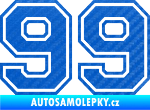 Samolepka Startovní číslo 99 typ 4 3D karbon modrý