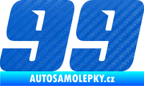 Samolepka Startovní číslo 99 typ 6 3D karbon modrý