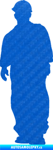 Samolepka Stavební dělník 001 levá 3D karbon modrý