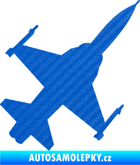 Samolepka Stíhací letoun 003 pravá 3D karbon modrý