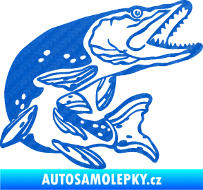 Samolepka Štika 002 pravá 3D karbon modrý