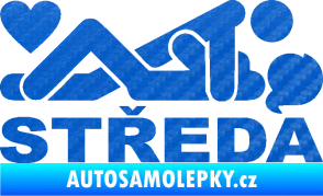 Samolepka Středa nápis 3D karbon modrý